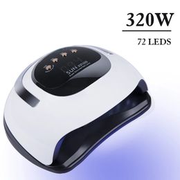 320W UV LED Nail Lamp 72LEDS Professional Gel Polish Drying Lamp with Automatic Sensing 4 Timer Nail Dryer Manicure Salon Tools 240315