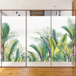 Window Stickers Privacy Glass Film Plant Leaf Pattern Glue-Free For Bathroom Door Sticker Sun Blocking Static Frosted Flim