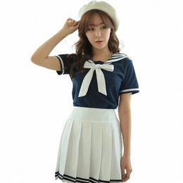 japanese School Uniforms Anime COS Sailor Suit Tops+Tie+Skirt JK Navy Style Students Clothes for Girl Women Short Sleeves XXXXL P0lQ#