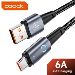 Toocki 66W/6A USB Type C Cable for Huawei Honor Oneplus Realme Xiaomi USB A to USB C Fast Charging Cable Data Cord With LED Lamp