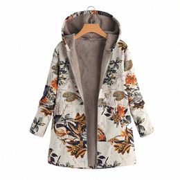plus Size Women Overcoat Printed Hooded Lg Sleeve Coat Oversized Vintage Parkas New Autumn Winter Warm Padded Jacket 2023 v8v4#
