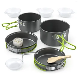 Cookware Sets Portable Set With Bowl Pot And Pan Tableware Camping Cooking Utensils For 2-3 People