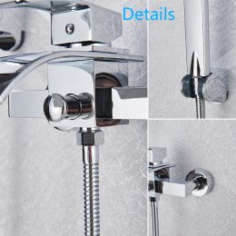 Rozin Chrome Bathtub Shower Faucet Black Wall Mounted Waterfall Bathroom Faucets Shower Single Handle Mixer Tap Faucet