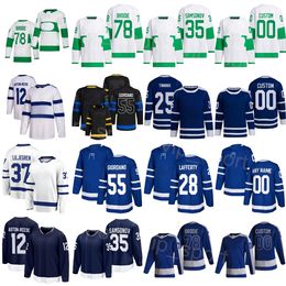 Alternate 2024 25 Hockey 64 David Kampf Jersey Men Kids Women 55 Mark Giordano 35 Ilya Samsonov 37 Timothy Liljegren 78 TJ Brodie 59 Tyler Bertuzzi Blue WHite Black