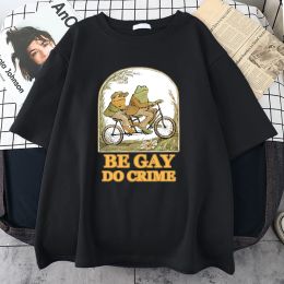 Seja gay do crime imprimido Men algodão camisetas casuais All-math manga curta criatividade vintage Crewneck tops mans tee roupas