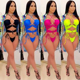 Women's Swimwear Sexy lace bikini set suspender one piece high waisted thong and print top swimming beach swimsuit hollow jumpsuit J240330