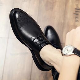Casual Shoes Luxury Pointed Toe Men Shoe Brand Leather Fashion All-match Footwear Lace-Up Outdoor Men's Oxfords