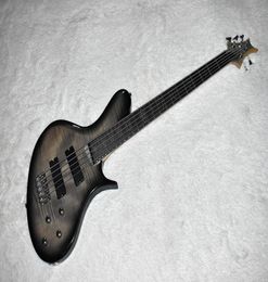 Factory High Quality Unusual Shape Grey 5 Strings Electric Bass Guitar with Flame Maple VeneerChrome HardwareCan be Customized5743000