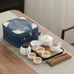 Teaware Sets Portable Travel Tea Set Tray Teapot Chinese Retro Household Ceramic Bone China Outdoor Kit Gongfu Japanese