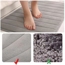 10 Colours Home Bath Mat Non-slip Bathroom Carpet Soft Coral Fleece Memory Foam Rug Mat Kitchen Toilet Floor Decor Washable 2023
