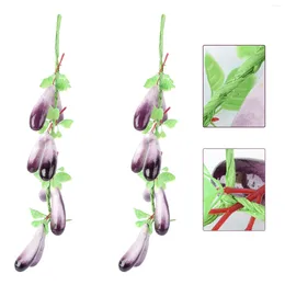 Decorative Flowers 2pcs Simulation Artificial Lifelike Vegetable Eggplant Vegetables Onion Hanging Rope Home Decor Pography Props