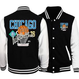 CHICAGO Basketball Printing Men Jackets Hip Hop Fashion Casual Bomber Coat Loose Winter Autumn Male Breathable Baseball Uniform 240321