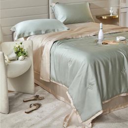 Bedding Sets 2024 Est Four-piece Simple Cotton Double Household Bed Sheet Quilt Cover Embroidered Comfortable Khaki Green