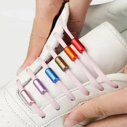 Elastic Tie-free Lazy Shoelace Metal Capsule Capsule Buckle Flat Shoelaces No Tie Shoe laces One Size Fits All for Kids Adults