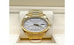 Designer Mens Watch 41mm Gold Case Automatic Mechanical Double Calendar Stainless Steel 904l Sapphire Glass Silver Face Business W3399717