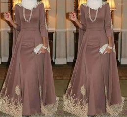 Party Dresses 2024 Muslim High Neck Evening Dress A Line Gold Applique Holiday Wear Pageant Prom Gown Custom Made Plus Size