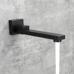 Bathroom Sink Faucets Matte Black Tub Spout Wall Mounted Shower Mixer Water Outlet 1/2 NPT Thread Square 180° Swivel Folding