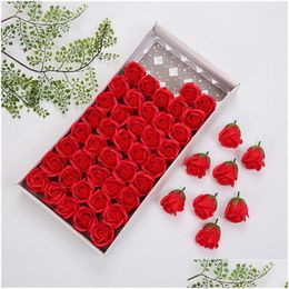 Decorative Flowers Wreaths Three-Layer Rose Soap Festival Flower Shop Bag Bouquet Material Simation Supplies 50/Pcs Drop Delivery Home Dho8C