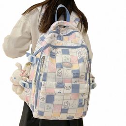 dcimor New Carto Printing Waterproof Nyl Women Backpack Female Multiple Pockets Travel Bag Girls Large Capacity Schoolbag B0qD#
