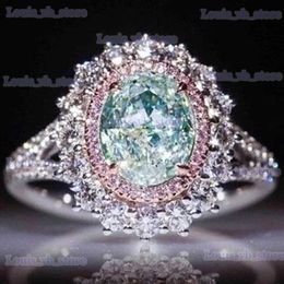 Band Rings Luxurious Silver Color Inlaid Pink Zircon Multicolour Stones Rings for Women Shining Engagement Wedding Rings Jewelry T240330
