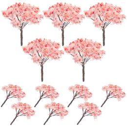 Decorative Flowers 12 Pcs Architectural Tree Model Models Artificial Flower Centrepiece Cherry Blossoms Plastic Trees Simulated Abs Mini