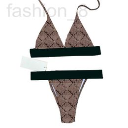 Women's Swimwear Designer Women Sexy Halter Swimwear Fashion Letters Bikini Set Personality Stripe Sling Swimsuits U0W3