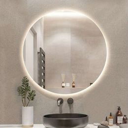 1pc Intelligent LED Circular Wall Mounted Explosion-proof Defogging Two-in-one, Double Touch Version, Bathroom Wall-mounted Mirror, American Standard Plug