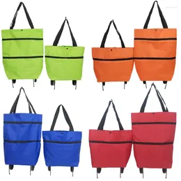 Storage Bags Supermarket Folding Shopping Pull Trolley Bag With Wheels Waterproof Reusable Grocery Food Organiser Vegetables