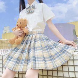 New Japanese School Uniform Korean Student Jk Seifuku Blouse Pleated Skirt Tie Full Set Girl Plaid Skirt Pink Uniforms For Woman