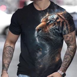 Tigerdruck T-Shirt 3D Tier Herrenhemden Sommer kurzärmelig männlich Pullover übergroße Tops Tees Männer Kleidung