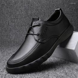 Casual Shoes Genuine Leather Men Lace Up Business Luxury Trendy Formal Moccasins Italian Black Male Driving Sneakers