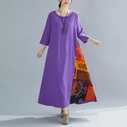 Casual Dresses Lightweight Maxi Dress Stylish Retro Printed For Women Colourful Button Decor A-line Summer With Three A