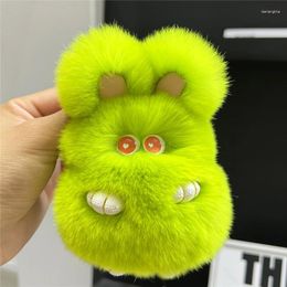 Keychains Plush Real Rex Fur Keychain Girl Schoolbag Trinkets Cute Toy Women Bag Charm Ornaments Car Key Ring Pendant Gifts