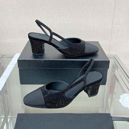 Sandals Shoes For Women Size34-41 Natural Kid Suede Crystal High Heels Pumps Slingbacks Summer Designer Zapatillas Mujer