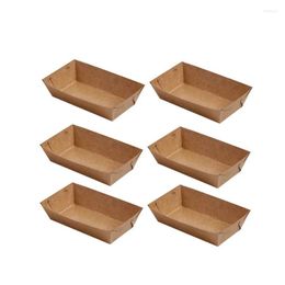 Disposable Dinnerware 5 Pcs Paper Serving Tray Kraft Coating Boat Shape Snack Open Box French Fries Chicken 20 X 6 3Cm Drop Delivery H Otnxs