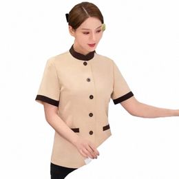 summer Room Ne Guest Service Aunt Sleeve Female Hotel Work Cleaner Clothes Property Cleaning Uniform Wear Floor Short K2GG#