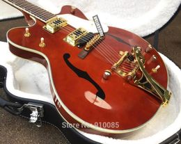 Promotion G6122 Brown Chet Atkins Country Jazz Semi Hollow Body Brown Electric Guitar Imperial Tuners Bigs Tremolo Bridge Fake 2455836