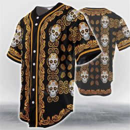 Pattern Colour Skull Head Baseball Jersey Baseball Jersey Shirts 3D Printed Men's Shirt hip hop Tops