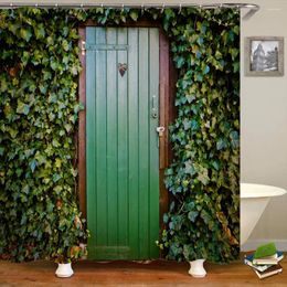 Shower Curtains Green Plant Leaves Window Garden Printing Bathroom Curtain Landscape Home Decoration Waterproof With Hook