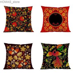 Pillow Russian national characteristic decorative style floral pattern case sofa office seat cushion cover home decoration Y240401