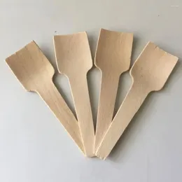 Forks 100pcs Disposable Mini Spoon Wood 7cm Dessert Spoons Eco-friendly Flatware Ice Cream Scoop Table Decor