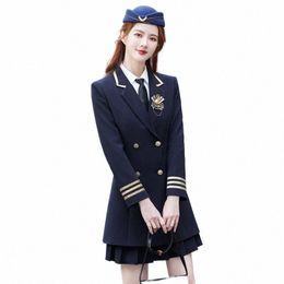 women Blazer Dr Suit JK Preppy Style High School Student Sted Bar Frt Desk Uniform Clothes 431z#