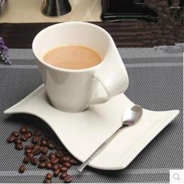 Teaware Sets 2024 European White Ceramic Bone China Coffee Cup Milk Creative Wave Type