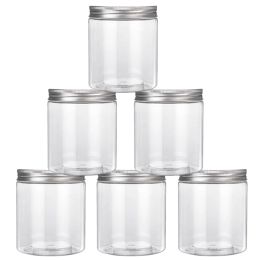 Jars 6Pcs Wide Mouth Plastic Jar Clear Empty Jar With Lids Cosmetic Food Containers Face Cream Sample Pot Candy Cookies Package Cans