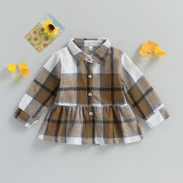 Jackets Toddler Girls Flannel Autumn Kids Long Sleeve Plaid Button Down Shirts Kid Shacket Dress Coats Children Clothing