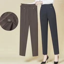 Women's Pants 5XL 6XL Middle Age Women Straight Trousers Spring Autumn Casual Elastic High Waist Mother Winter Thick Warm Grandma