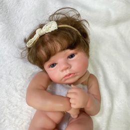 20Inch Already Painted Reborn Doll Kit LouLou Awake Hand-rooted Hair Unassembled DIY Doll Parts With Cloth Body Toy Figure lol