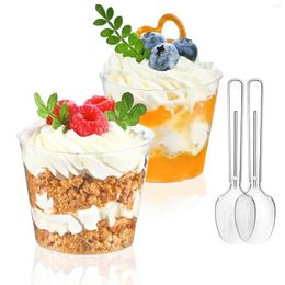 Disposable Cups Straws 20pcs Round Dessert With Spoons 5 Oz Mini Cake Party Serving For Parfait Appetizers Cocktails Shooters