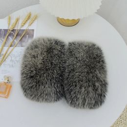 Winter 100% Natural Fox Fur Cuff Black And White Cuffs Female Fluffy Fur Sleeves Real Fur Wristband Arm Warmer Oversleeve Women