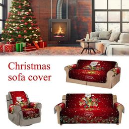 Chair Covers Christmas Sofa Cover Reversible Non Slip Santa Claus Slipcover Furniture Protector 1/2/3 Seater